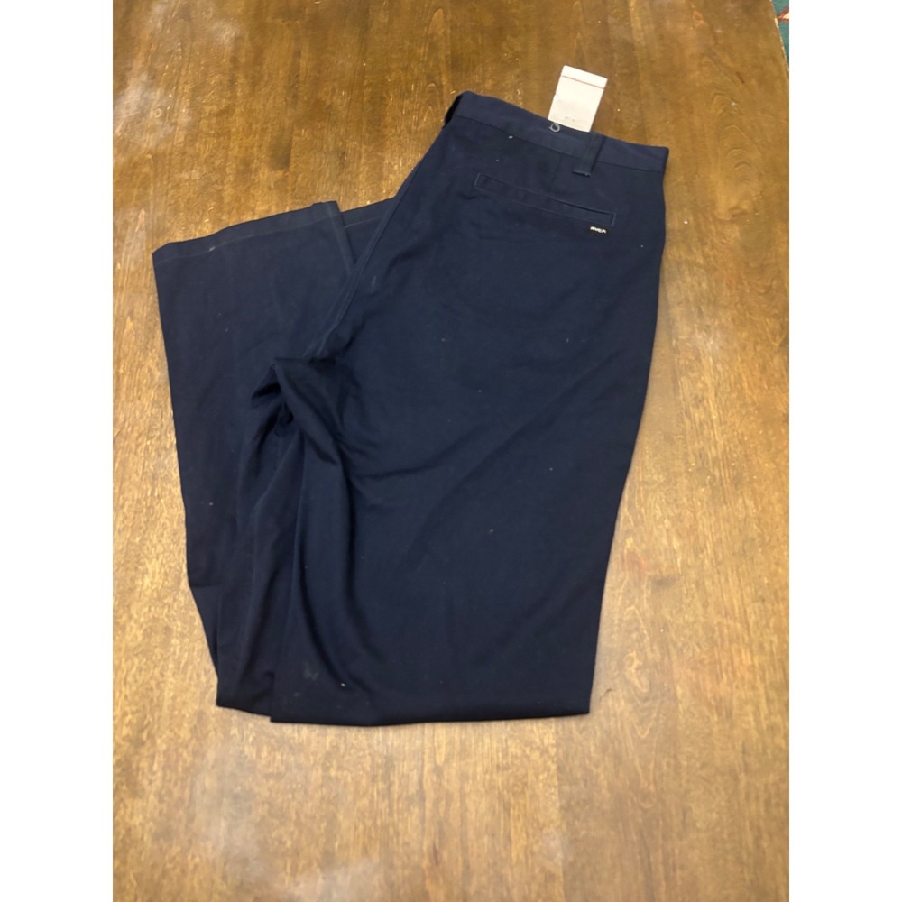RVCA Week-End Fit Chino Pants Mens 42 Navy Blue Straight Leg Cotton Blend Twill